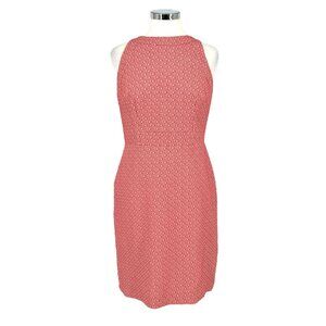 Ann Taylor Coral Pink Patterned Sleeveless Knee Length Sheath Dress Size 6